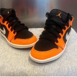 Jordan Kids Black and Orange Sneakers